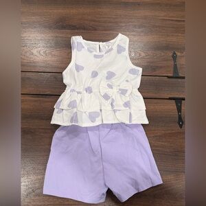 SHEIN White Top and shorts with Lavender Heart Accents